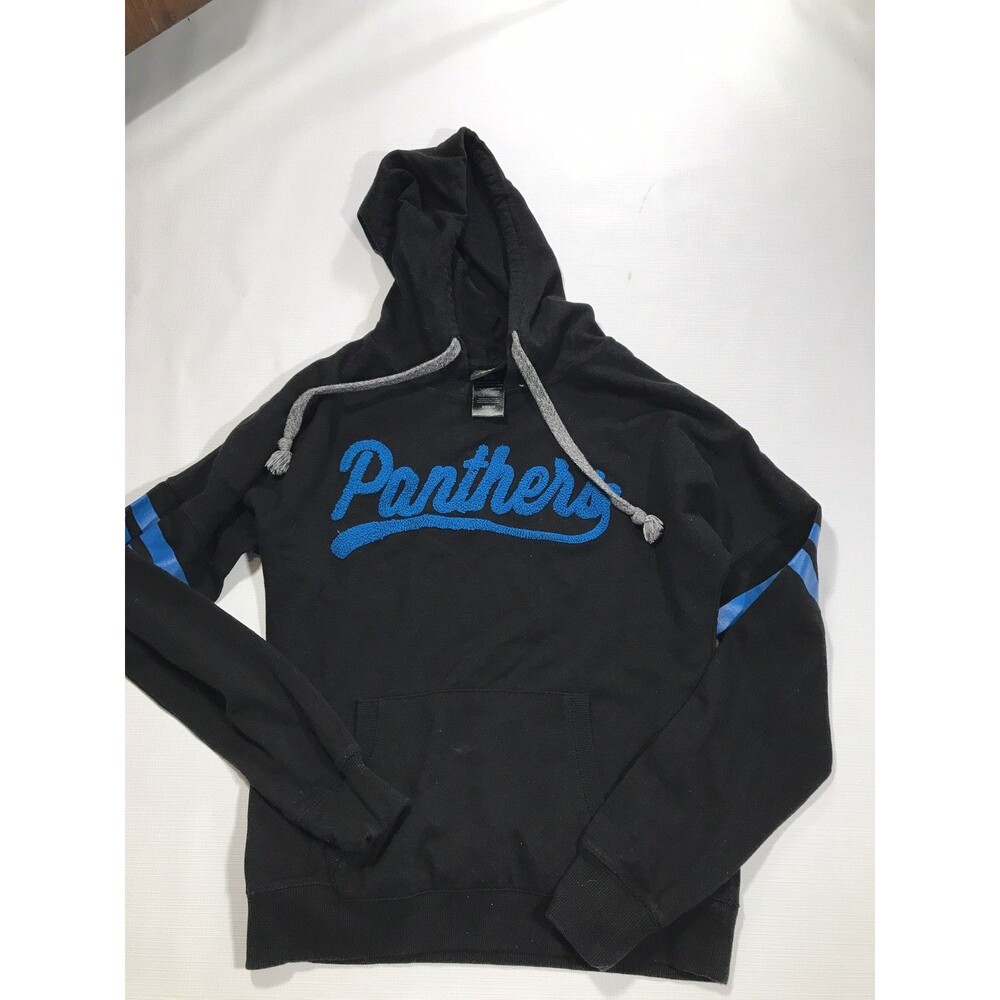 NFL Carolina Panthers Juniors Football Hoodie Black Blue Script Medium